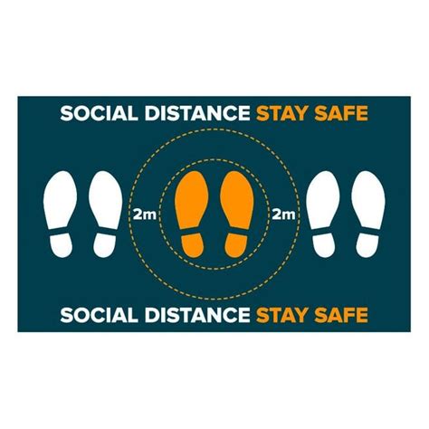 Social Distance Stay Safe Floor Vinyl Rectangular Safety Signs