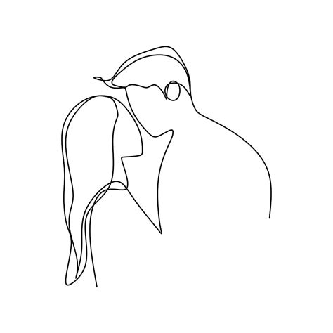 romantic couple one continuous line art drawing vector illustration minimalism style line