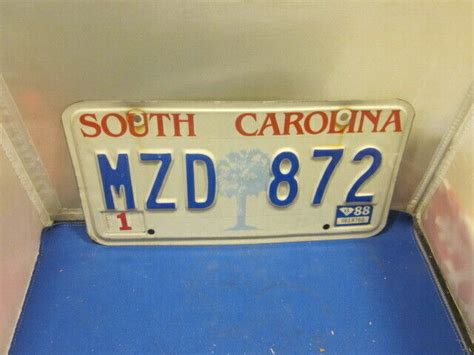 Vintage South Carolina License Plate Mzd 872 1988 Ebay