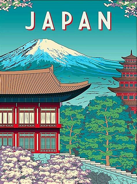 Mt Fuji Japan Japanese Asia Asian Retro Travel Home Art Deco Print