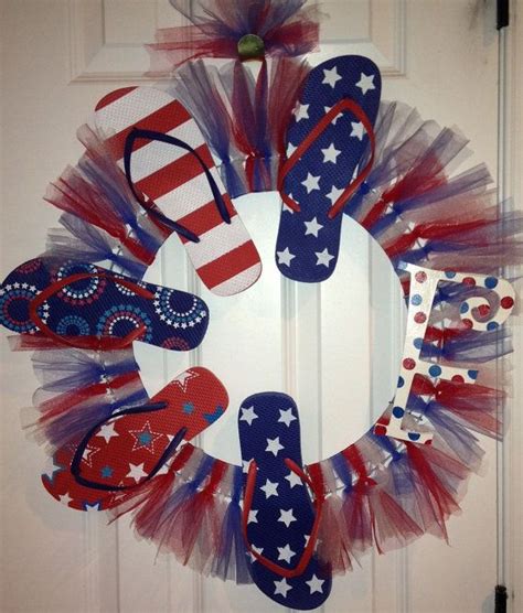 Flip Flop Wreath Red White And Blue Patriotic 4th Of July Flip Flop