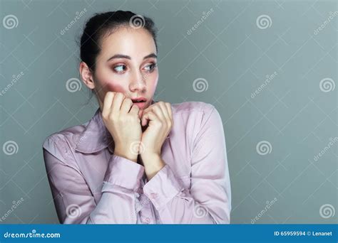 Nervous Woman Stock Photo Image Of Beautiful Anxiety 65959594