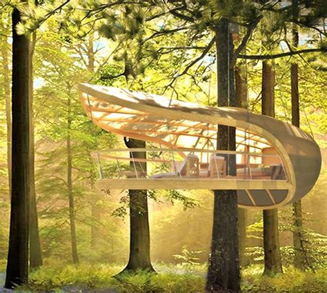 Sailboat Inspired Prefab Treehouse Villa Hangs From The