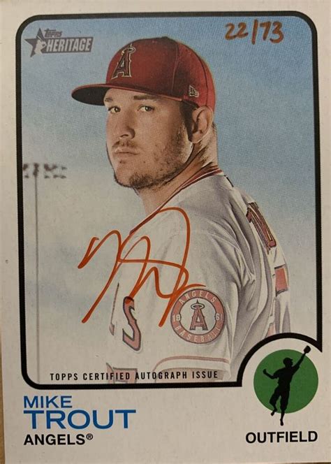 Mike Trout 2022 Topps Heritage Real One Autographs Red Ink Roa Mt