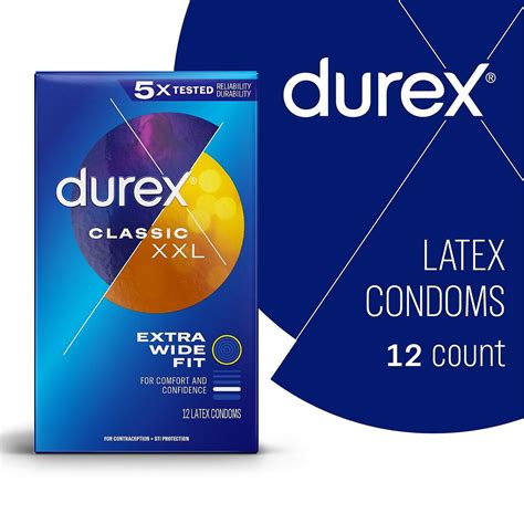 Durex Xxl Extra Lång Extra Bred Stor Naturgummi Latex Kondomer För Män