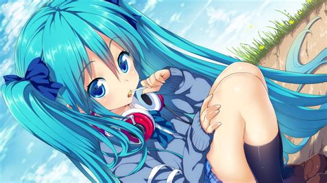 997127 Blue Eyes Squatting Wings Anime Girls Blue Hair Anime Rare Gallery Hd Wallpapers