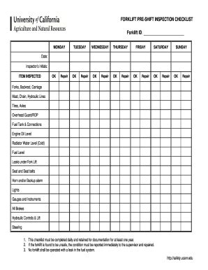 This training program is for forklift operators. Forklift Operator Daily Checklist Printable - Fill Online ...