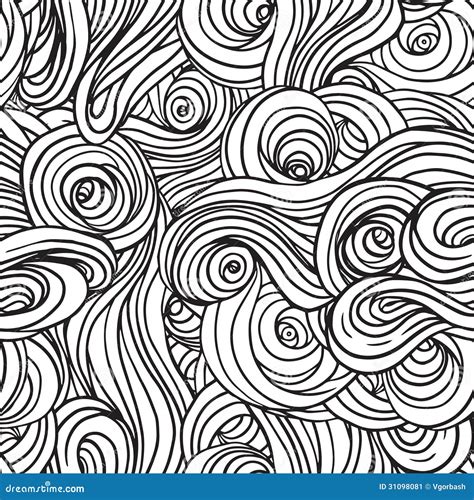 Vector Seamless Black And White Abstract Pattern With Waves Stock Image