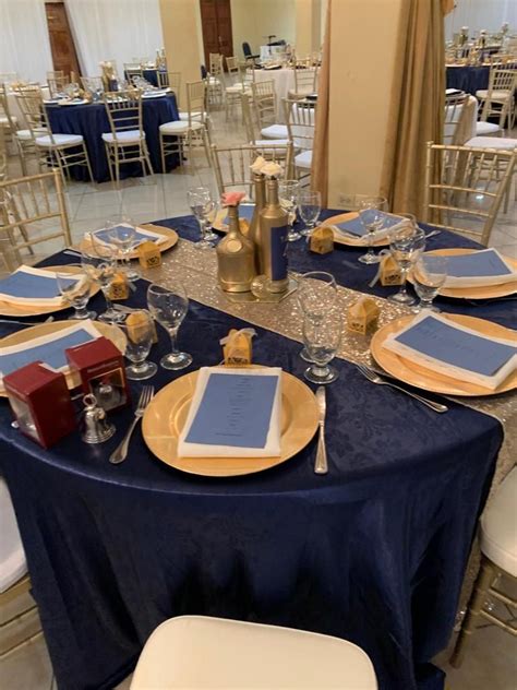 Navy And Gold Wedding Reception Décor Gold Chiavari Chairs Gold