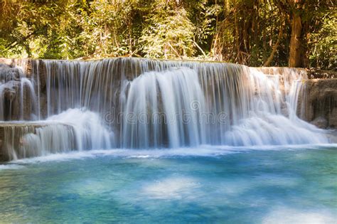 Blue Stream Tropical Waterfall Thailand Natural Landscape Stock Image