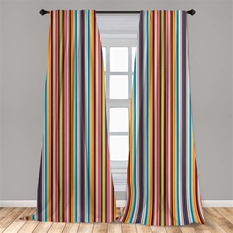 Ethnic Curtains 2 Panels Set Composition Of Vertical Stripes With
