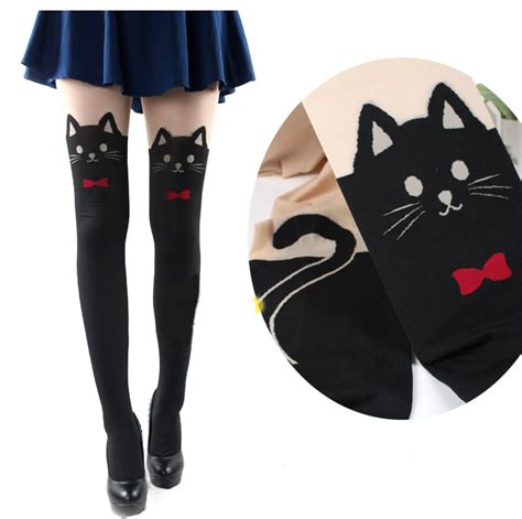 Cat Red Bow Pantyhose Leggings Sexy Pantyhose Sexy Legging Cat Leggingstattoo Pantyhose Cat