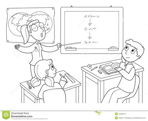 We would like to honor all of our teachers with coloring pages! Classroom stock vector. Illustration of child, desk ...