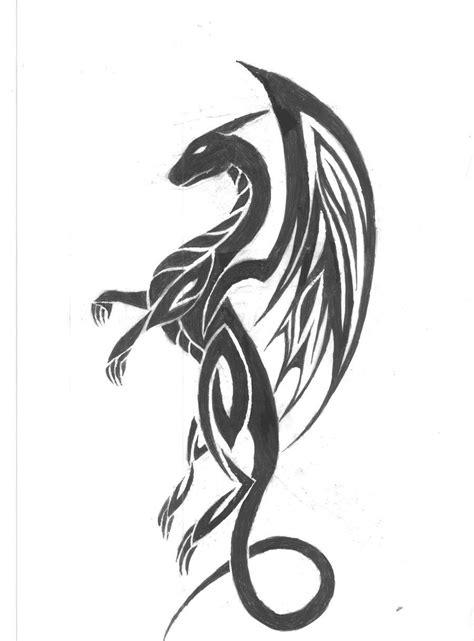 Black Tribal Flying Dragon Tattoo Design