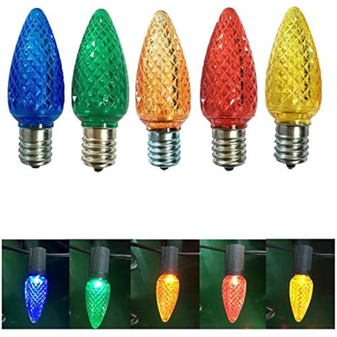 25 Pack C9 Faceted Replacement Led Bulbs For Outdoor Christmas Lights E17 C9 Ebay