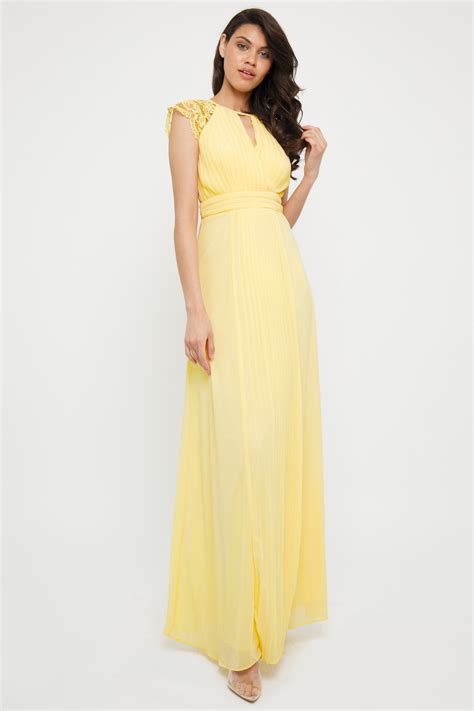 Tfnc Neith Yellow Pastel Maxi Dress Tfnc Party Dresses