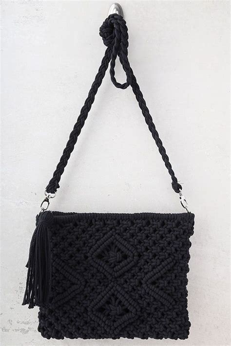 Kaia Black Crocheted Crossbody Purse Purses Crochet Purses Chanel