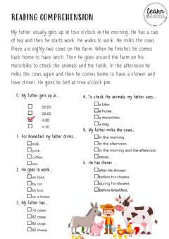 40% 6 sections x 45 questions x 1 hours:1. Reading comprehension worksheets and online exercises