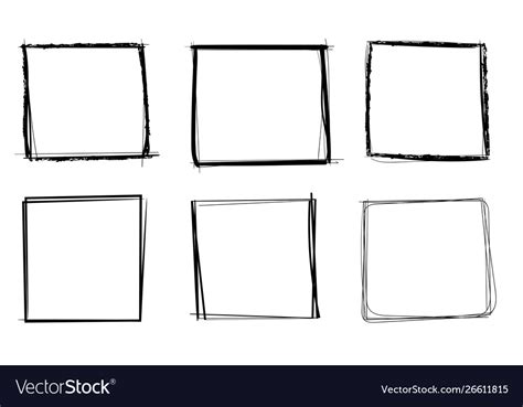 Squares Hand Drawn Shapes Doodle Style Royalty Free Vector