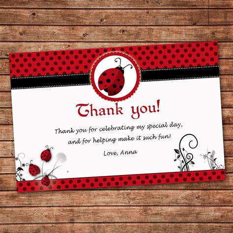 Personalized Any Wording Red Black Thank You Card Little
