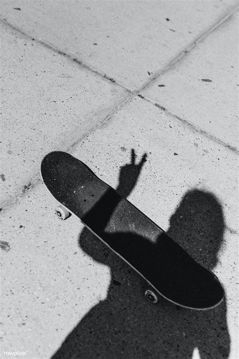 Shadow Of A Skateboarder On The Concrete Street Premium Image By