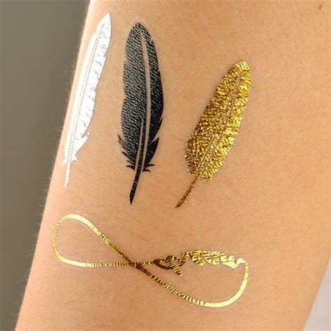 20 Leaf Tattoos Temporary Tattoo Jewelry Gold Tattoo Metallic