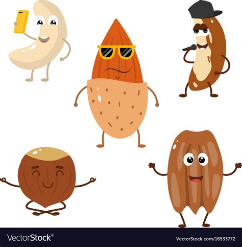 Set Of Funny Characters From Nuts Royalty Free Vector Image
