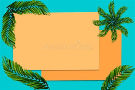 Green Palm Leaves Pattern For Nature Concepttropical Leaf On Orange