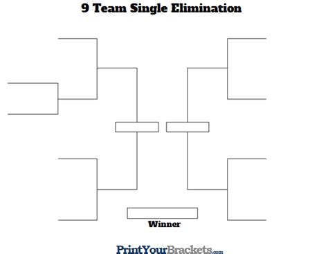9 Team Single Elimination Printable Tournament Bracket