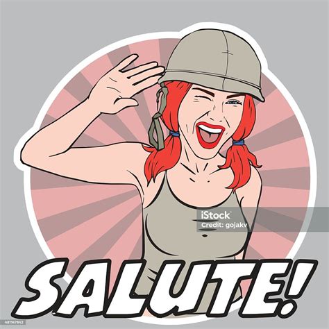 female soldier salute sticker stock illustration download image now 2015 adult armed