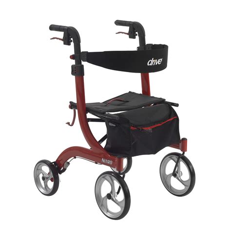 Drive Medical Nitro Euro Style Rollator Rolling Walker Red