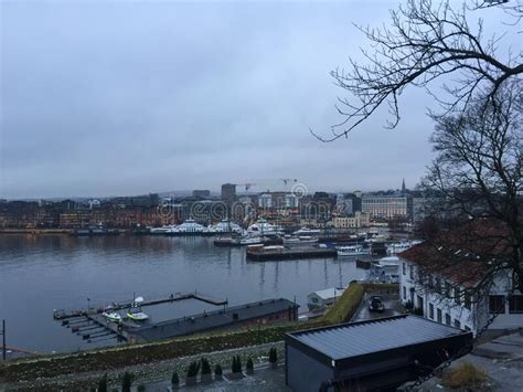 Cloudy Day At The Sea Promenade In Oslo In Norway 18122015 Editorial