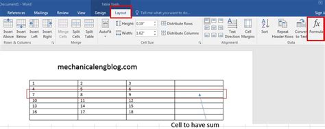 Add And Use Word Formula In Table Word Mechanicaleng Blog