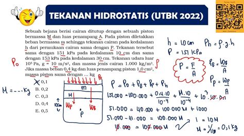 UTBK 2022 FISIKA TEKANAN HIDROSTATIS FLUIDA STATIS SMU YouTube