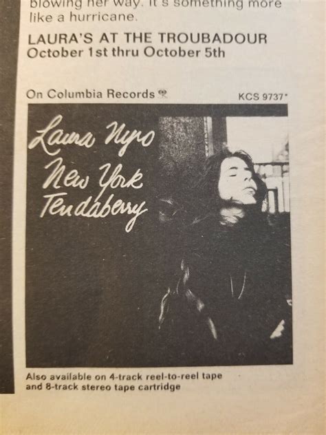 Vintage Ad Laura Nyro 1969 New York Tendaberry La Free Press Unframed