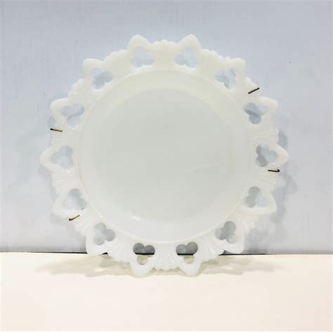 Milk Glass Laced Edge Plate By Thevintageshoppes On Etsy Milk Glass