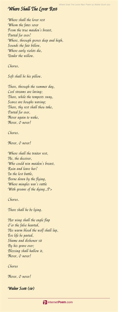 Where Shall The Lover Rest Poem By Walter Scott Sir