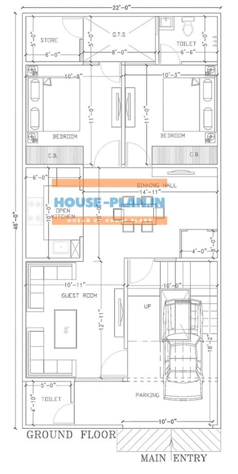 1000 Sq Feet House Plan With A Single Floor Car Parking