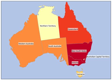 Australia Heat Map Maker Australia Map In Excel And Powerpoint