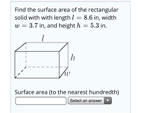 Solved Find The Surface Area Of The Rectangular Solid With