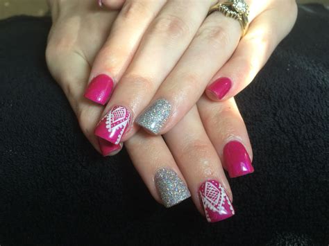 Pink acrylic & rainbow silver acrylic nails | Silver acrylic nails, Acrylic nails, Nails