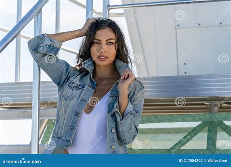 Lovely Mixed Race Bikini Model Posing Outdoors On A Caribbean Beach