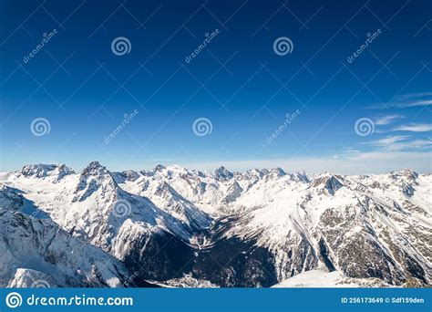 Snowy Mountains And Clear Skies Stock Image Image Of View Wide