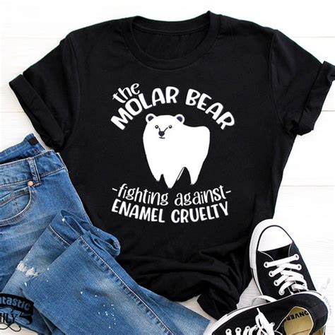 Funny Dentist Shirt The Molar Bear Fighting Against Enamel Etsy