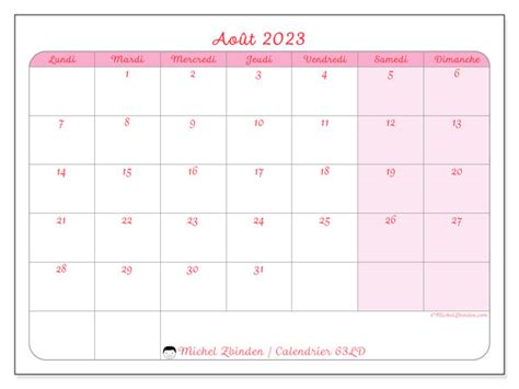 Calendrier Août 2023 à Imprimer “63ld” Michel Zbinden Lu