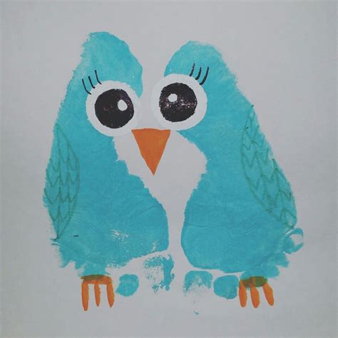 Owls Painted Footprints Painted Footprint Owl Painting Crafts