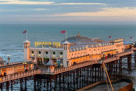 The Brighton Pier At Sunset Editorial Photo Image Of Coastline