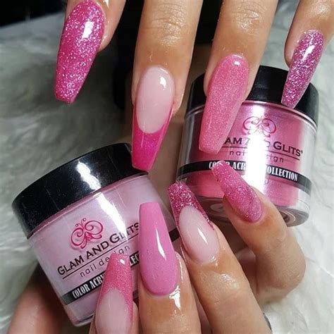 Pink Glam And Glits Nail Design Acrylic Powders Nails Acrylic