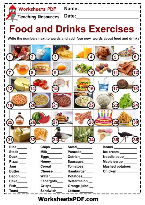 Food And Drinks Exercises Interactive Worksheet Edform