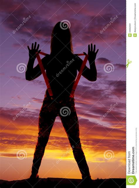 Woman Hold Up Suspenders Silhouette Stock Image Image Of Fashion